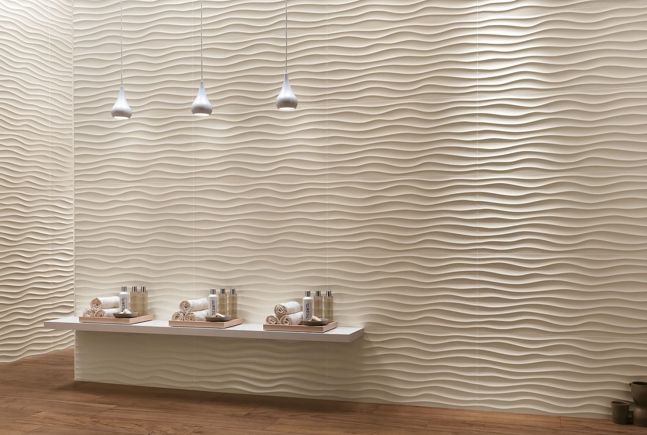Изысканные волны настенной плитки Atlas Concorde 3D Wall Design - для современных ванных комнат.