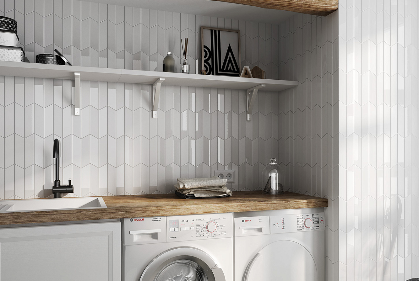 CHEVRON WALL WHITE / WHITE MATT