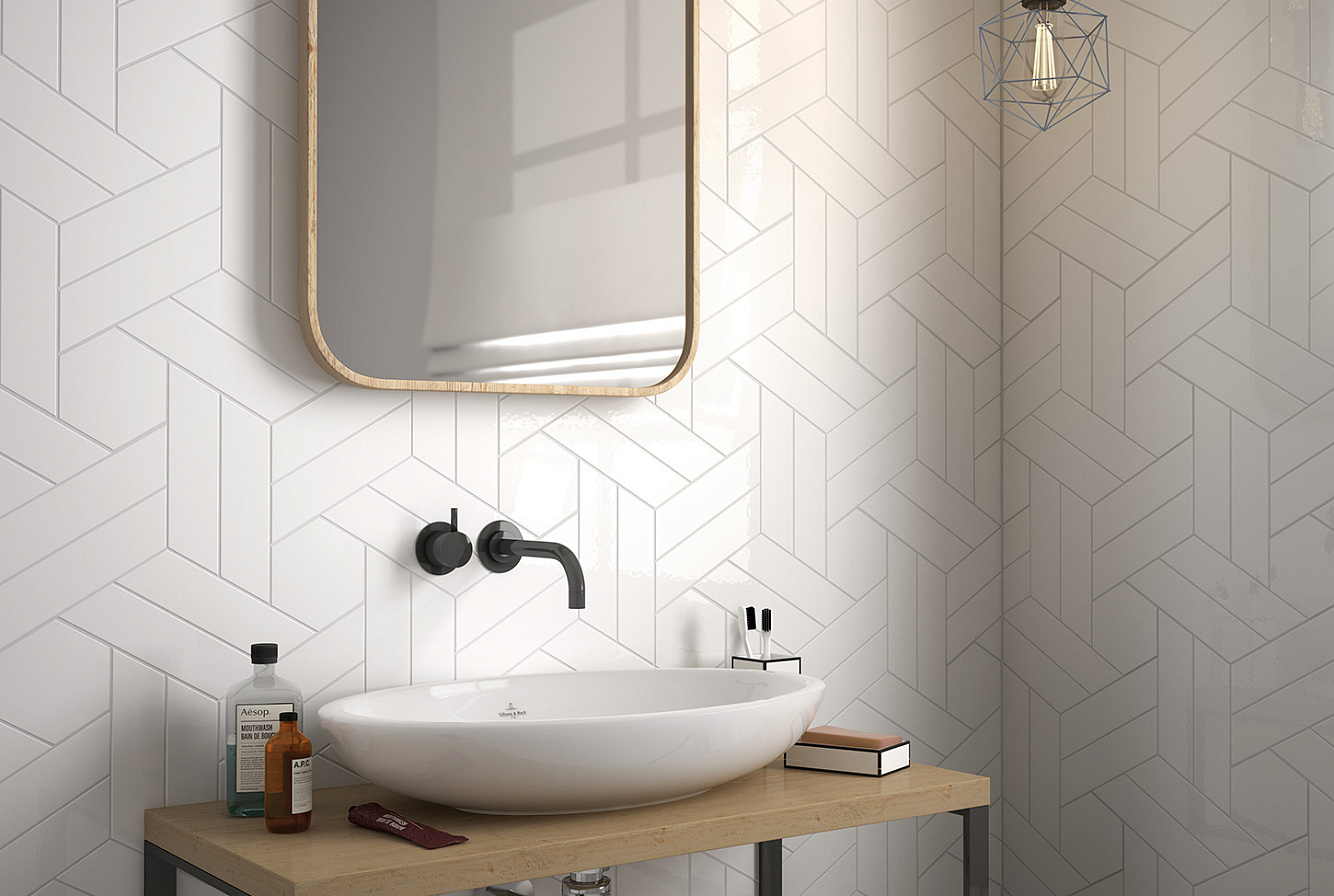 CHEVRON WALL WHITE