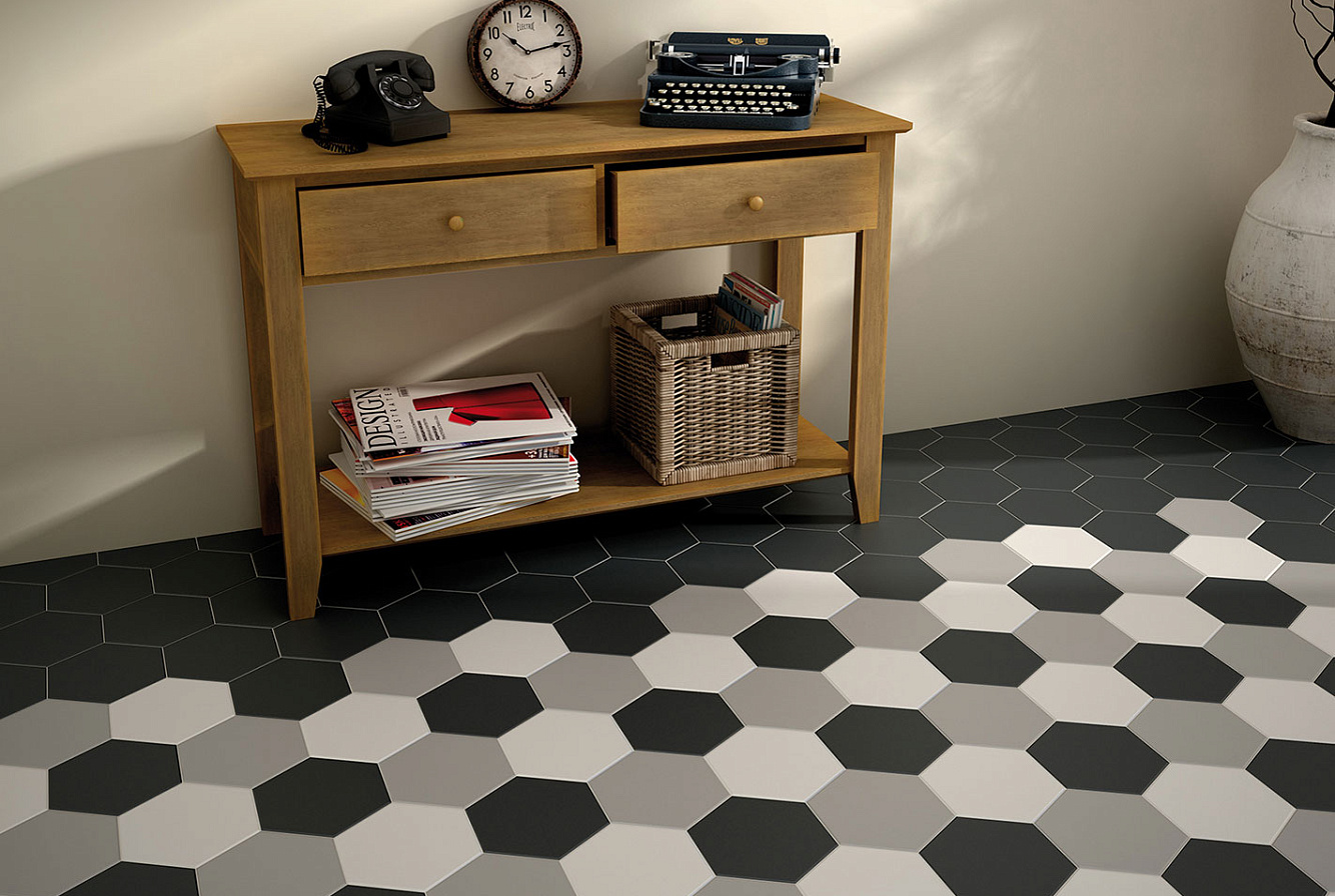 HEXATILE MATE BIANCO / NEGRO / GRIS